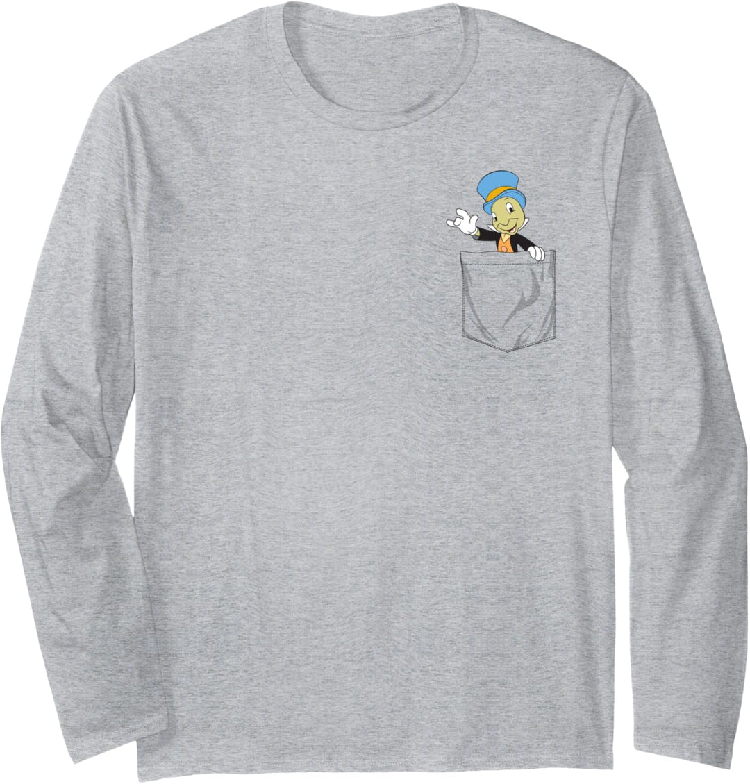 Disney Pinocchio Jiminy Cricket Faux Pocket Langarmshirt