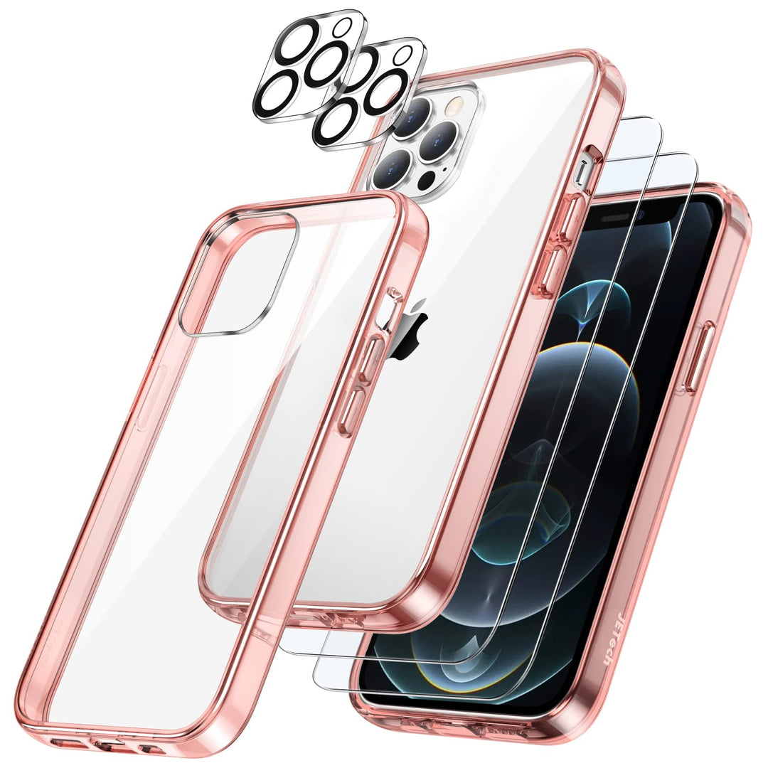 JETech 5 in 1 Hülle für iPhone 12 Pro 6,1 Zoll, mit 2 Stück Schutzfolie und 2 Stück Kameraschutz, Fu