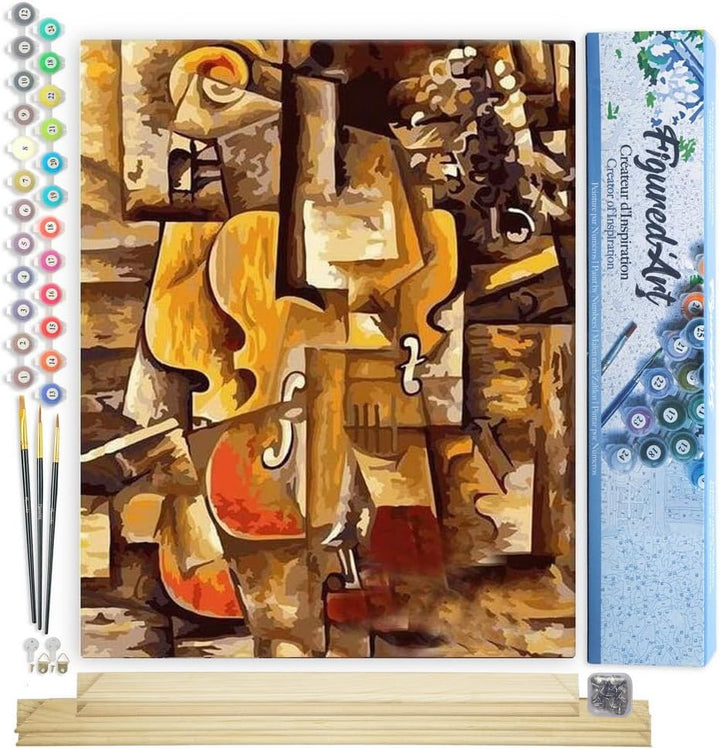 Figured'Art Malen Nach Zahlen Erwachsene Mit Rahmen Picasso Violine und Trauben - Paint by Numbers B