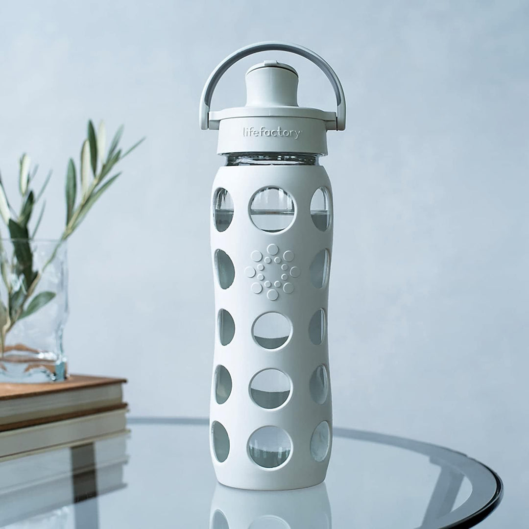 Lifefactory 624 ml Active Flip Cap Glas Wasserflasche 624 ml Cool Grey 22oz Cool Grey, 651 ml Grau -