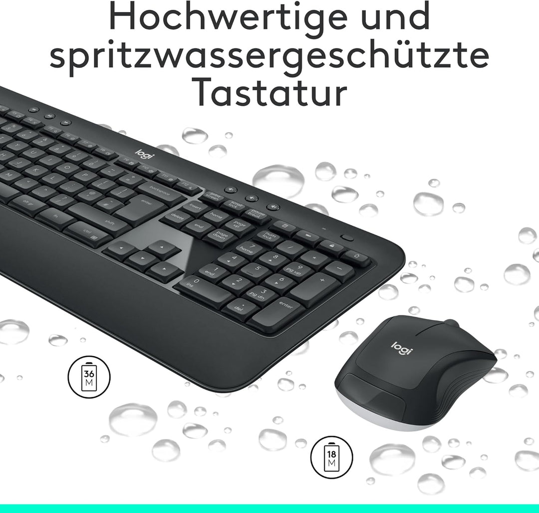 Logitech MK540 Advanced Kombi – Kabellose Tastatur und Maus für Windows, Deutsche QWERTZ-Tastatur –