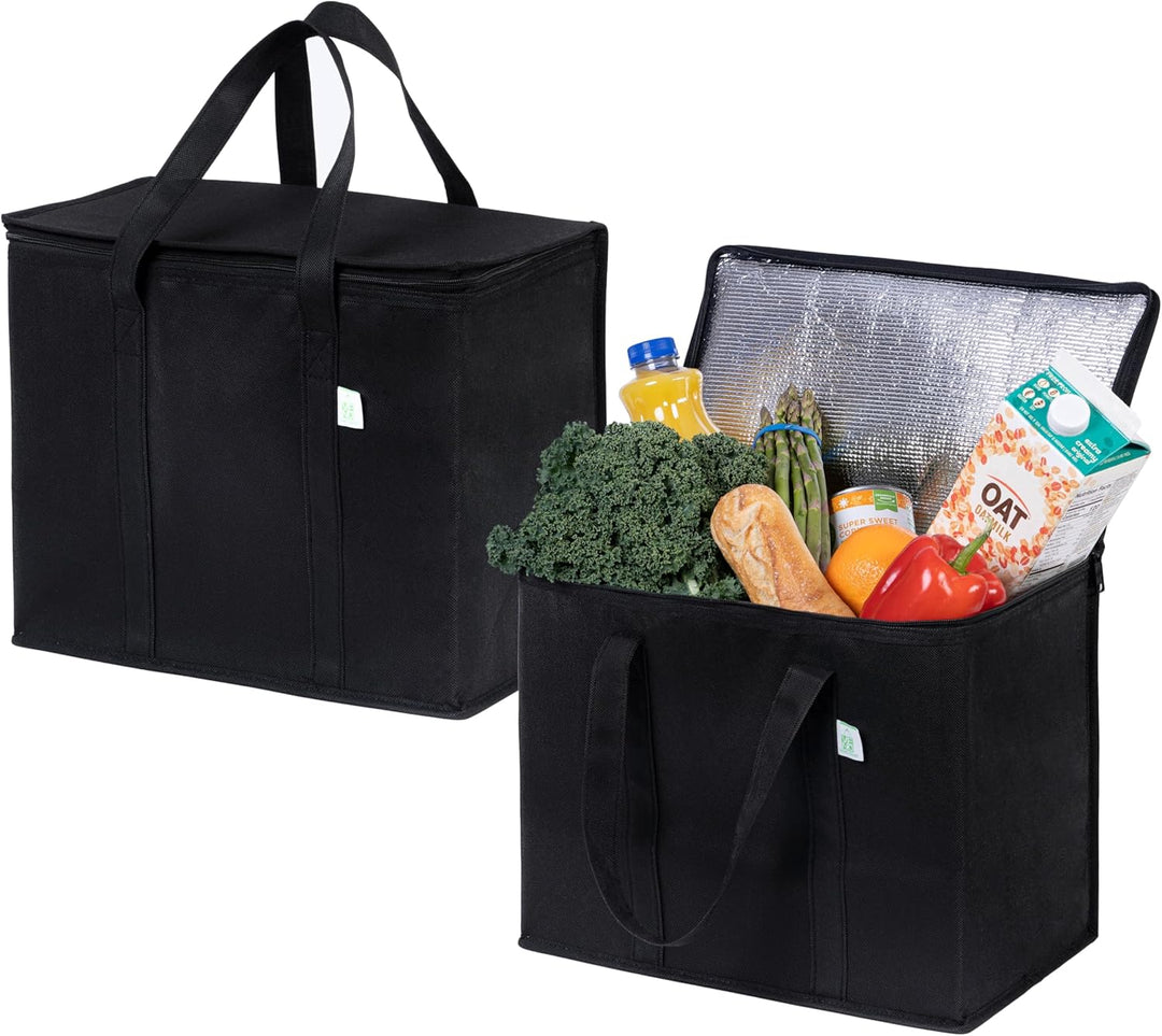 VENO 2-er Pack Wiederverwendbare Kühltasche, Isoliertasche, Einkaufstasche gross mit robuste Griffe,