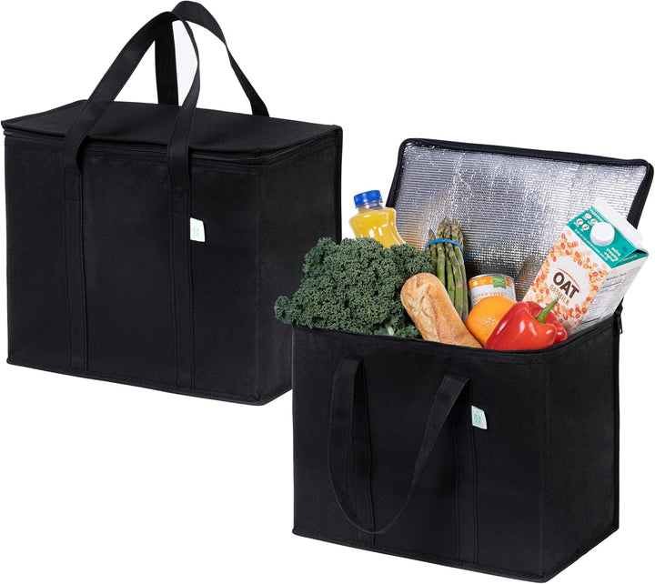 VENO 2-er Pack Wiederverwendbare Kühltasche, Isoliertasche, Einkaufstasche gross mit robuste Griffe,