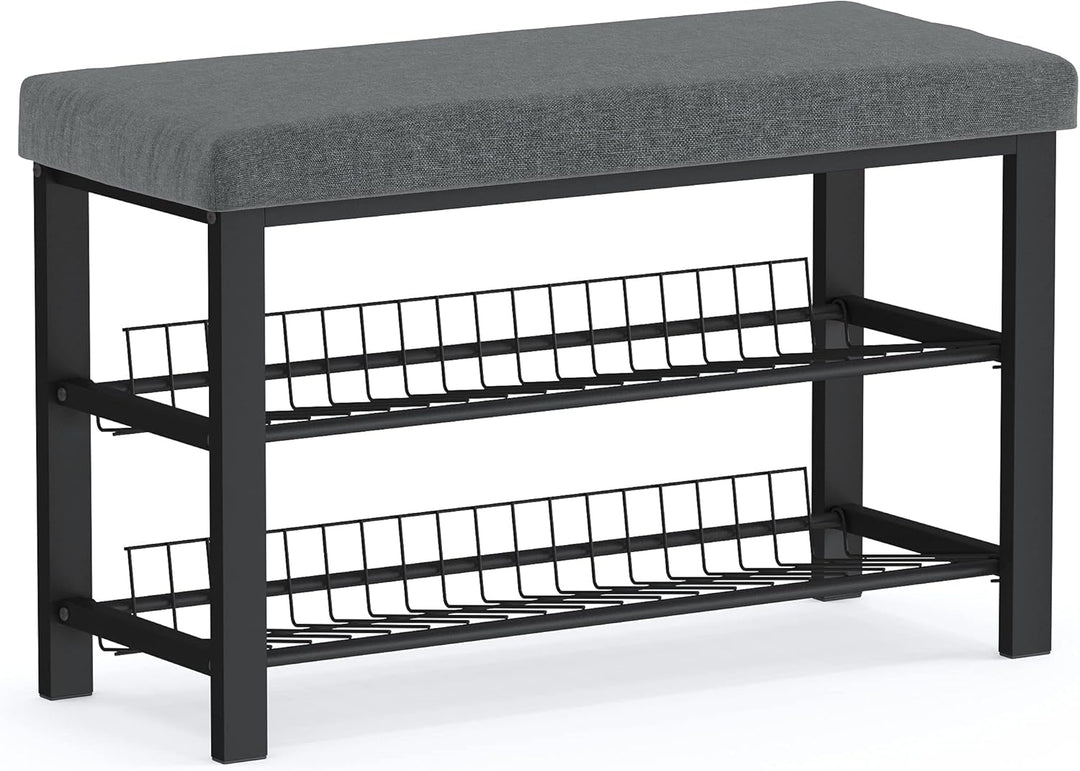 stardis stabiles Schuhregal mit Sitzbank platzsparende Schuhbank 2 Gitterablagen 81x50x32 cm, formsc