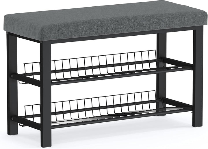 stardis stabiles Schuhregal mit Sitzbank platzsparende Schuhbank 2 Gitterablagen 81x50x32 cm, formsc