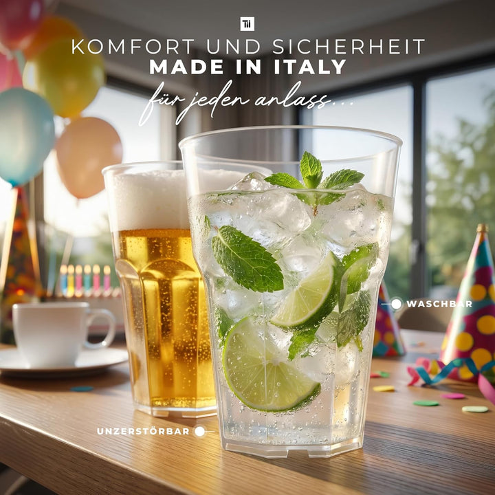TUNDRA ICE INTERNATIONAL - Set mit 40 Trinkgläsern, Bier, Wasser, Verwendung &amp; Wiederverwendung, lei