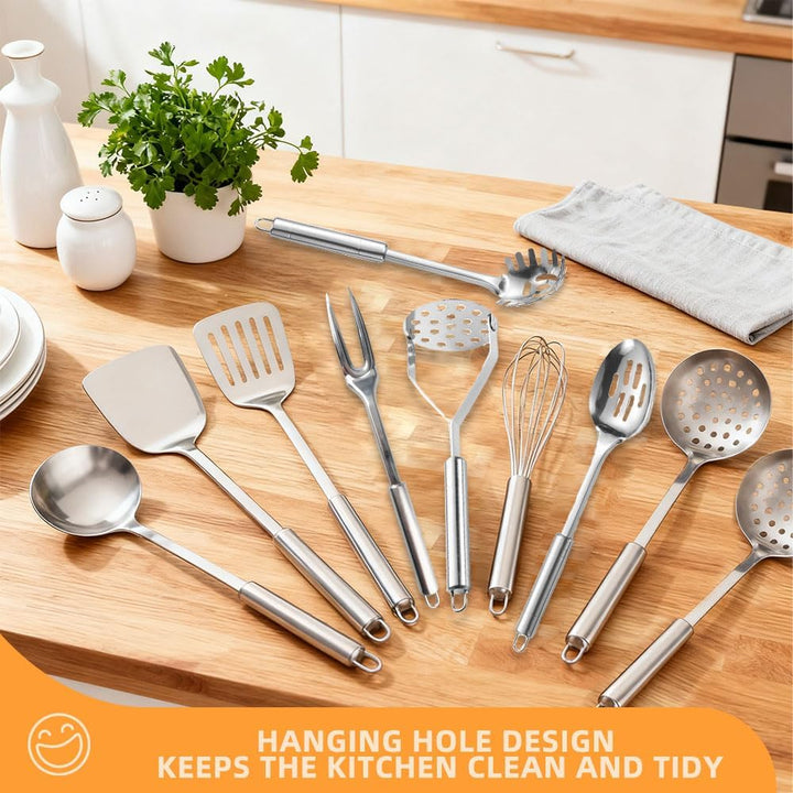 10er Küchenhelfer Set Küchenutensilien Edelstahl Kochlöffel Set Edelstahl Küchen Utensilien Set mit