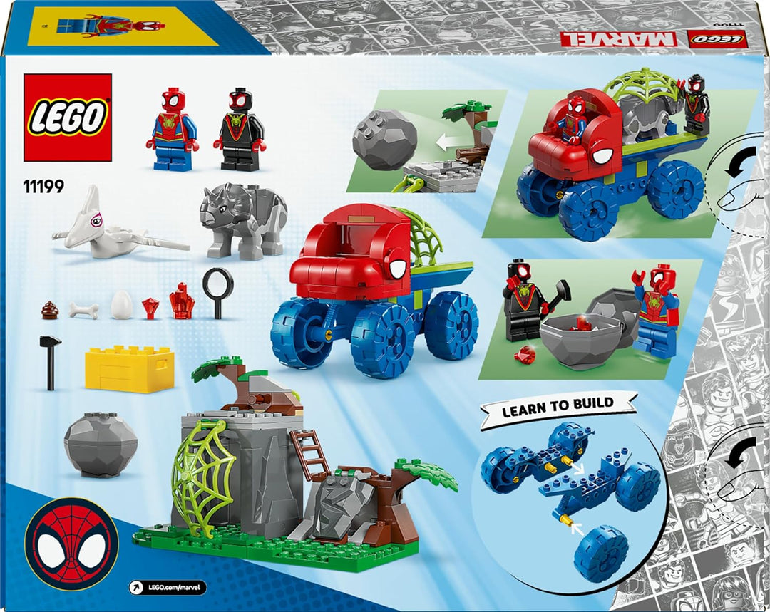 LEGO Marvel Spideys Team auf Rettungsmission im Dino-Truck, baubares Superhelden Spielzeugauto, Aben