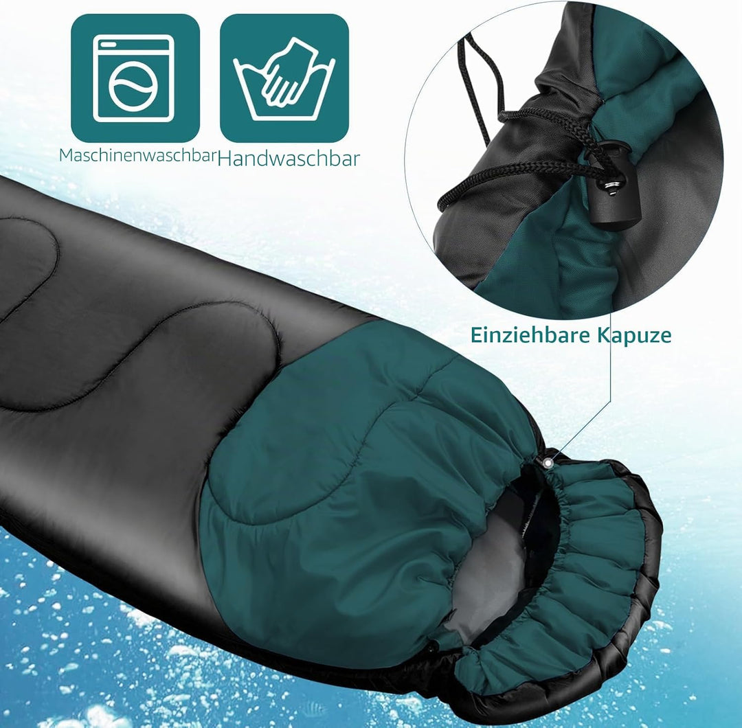 Schlafsack Outdoor für Camping 3 Jahreszeiten Erwachsene Schlafsack, 2 in 1 Funktion Deckenschlafsäc
