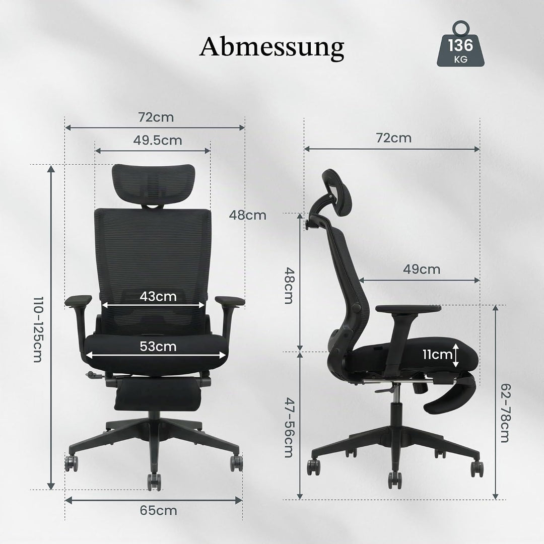 FLEXISPOT Ergonomischer Bürostuhl Foldex, Klappbarer Bürostuhl für Kleine Räume mit Lendenwirbelstüt
