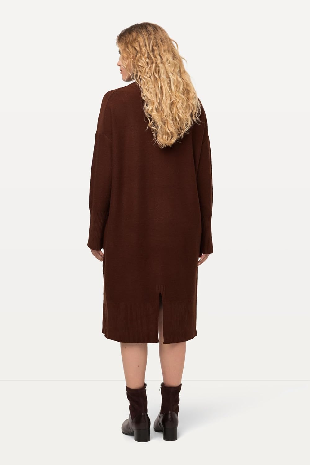 Ulla Popken Damen Strickkleid mit Stehkragen Kleider, 42-44 Grosse Grössen