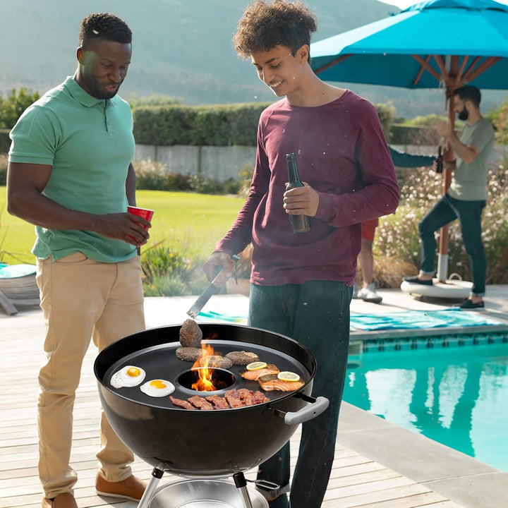 onlyfire Feuerplatte, Ø 54,5cm Grillring, Grillplatte für Weber 57cm Holzkohle Kugelgrill, Räucherof