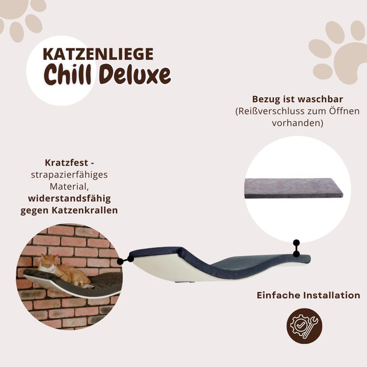 Dezain® Pet - Katzenliege Chill Deluxe von Cosy and Dozy - Katzenbrett aus Holz (Ahorn) – mit Auflag