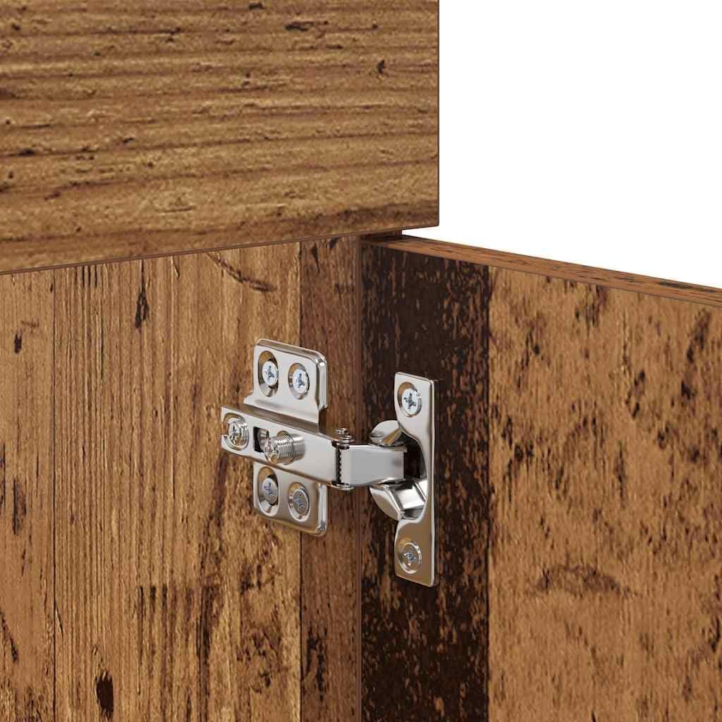 vidaXL Waschbeckenunterschrank mit Speicher Altholz Holzwerkstoff, Badezimmer Aufbewahrung, moderner
