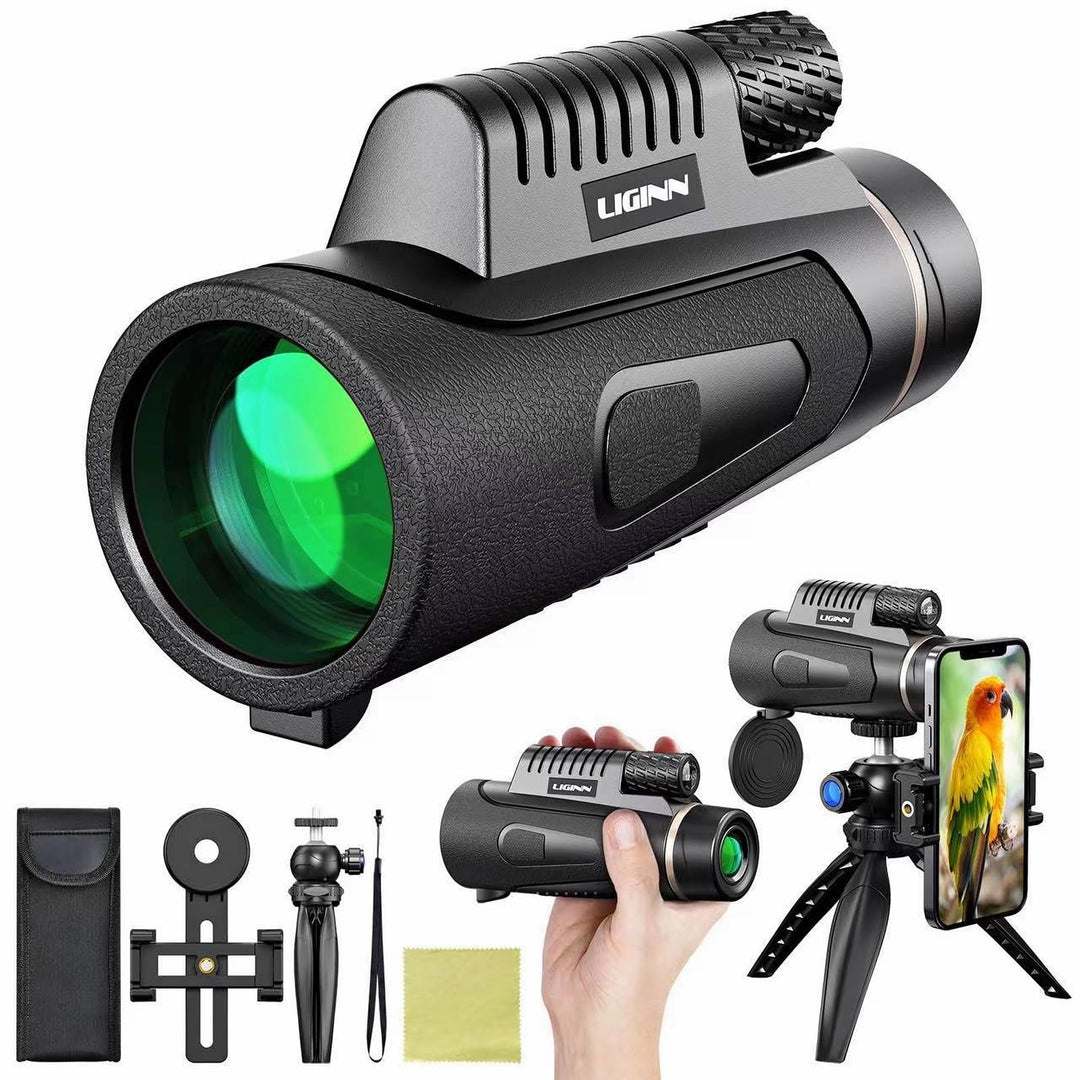 Monokular Teleskop 12x50, HD Monokulars Fernglas mit Smartphone Halterung Stativ, FMC BAK4 Prisma Wa