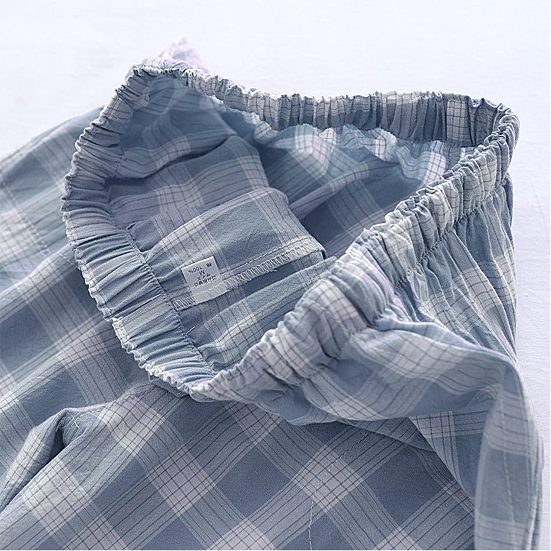 2er Pack Herren Schlafanzughose Baumwolle Pyjamahose Herren Lang Pyjamahose Karierte Nachtwäsche XXL