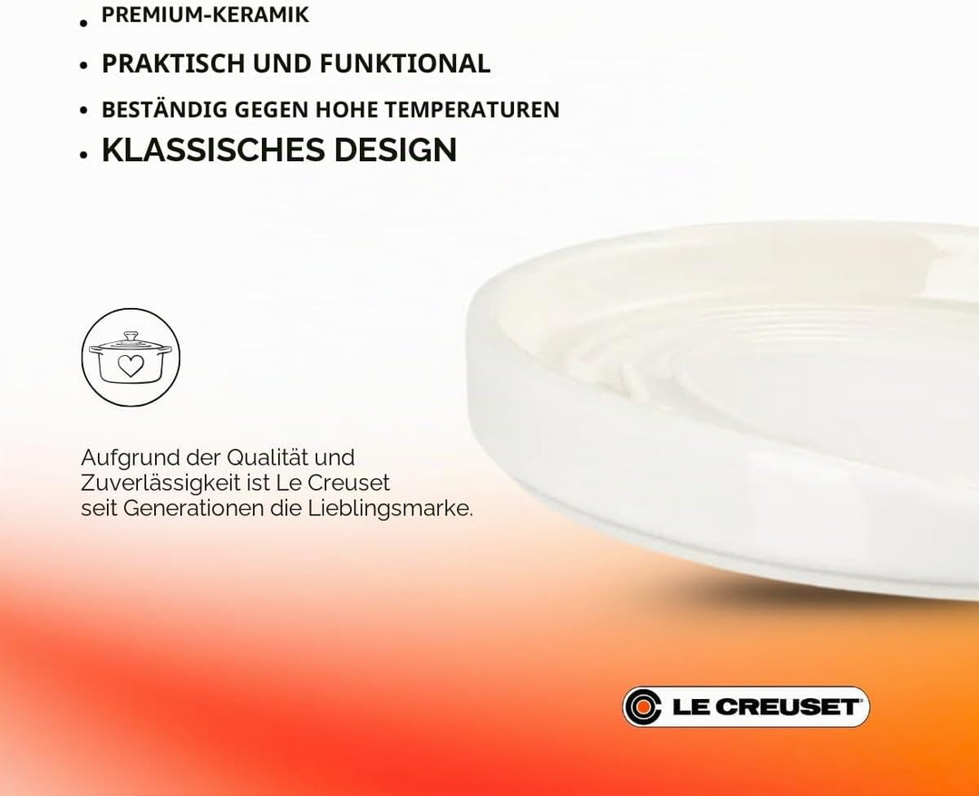Le Creuset ovale Löffelablage aus Steinzeug, Meringue, 71507157160099, Breit, Meringue