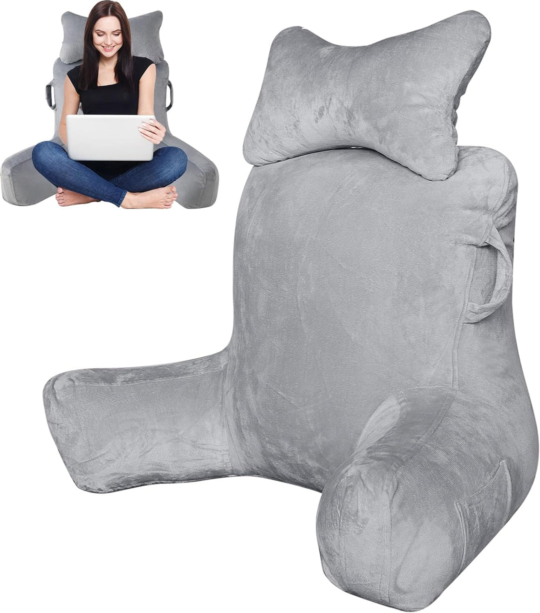 Lesekissen im Bett für Erwachsene, 90x80cm(LxH) Extra gross Rückenkissen zum Lesen mit Abnehmbarer N