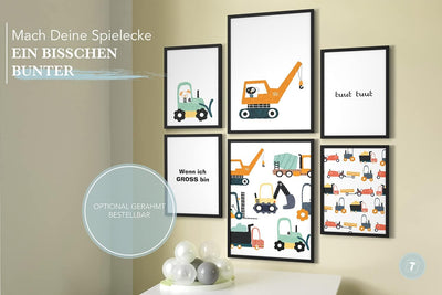 Papierschmiede® Bilder Kinderzimmer Kids Mood Poster Set Baumeister, Kinderzimmer Bilder Babyzimmer