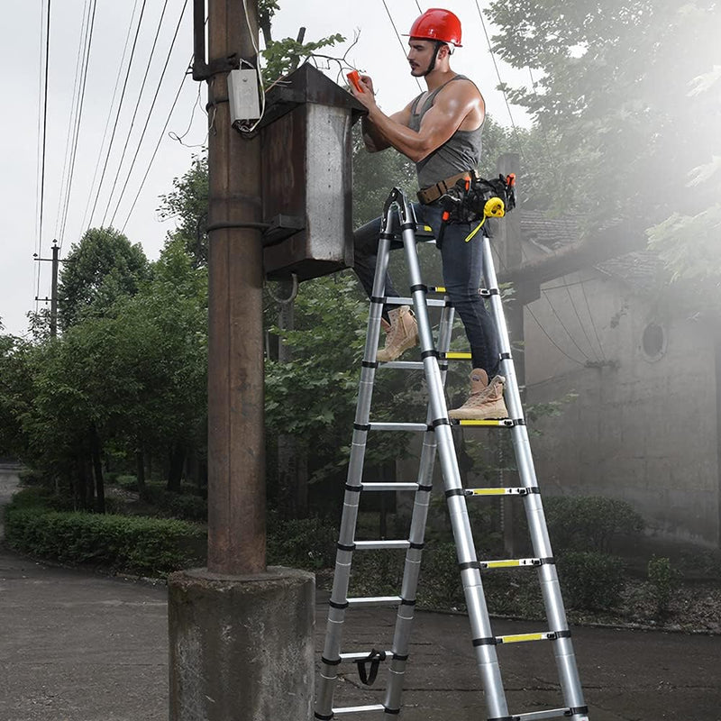 Randaco 5M Teleskopleiter Klappleiter Aluminium, Mehrzweckleiter Teleskopleiter Ausziehbar Leiter Kl