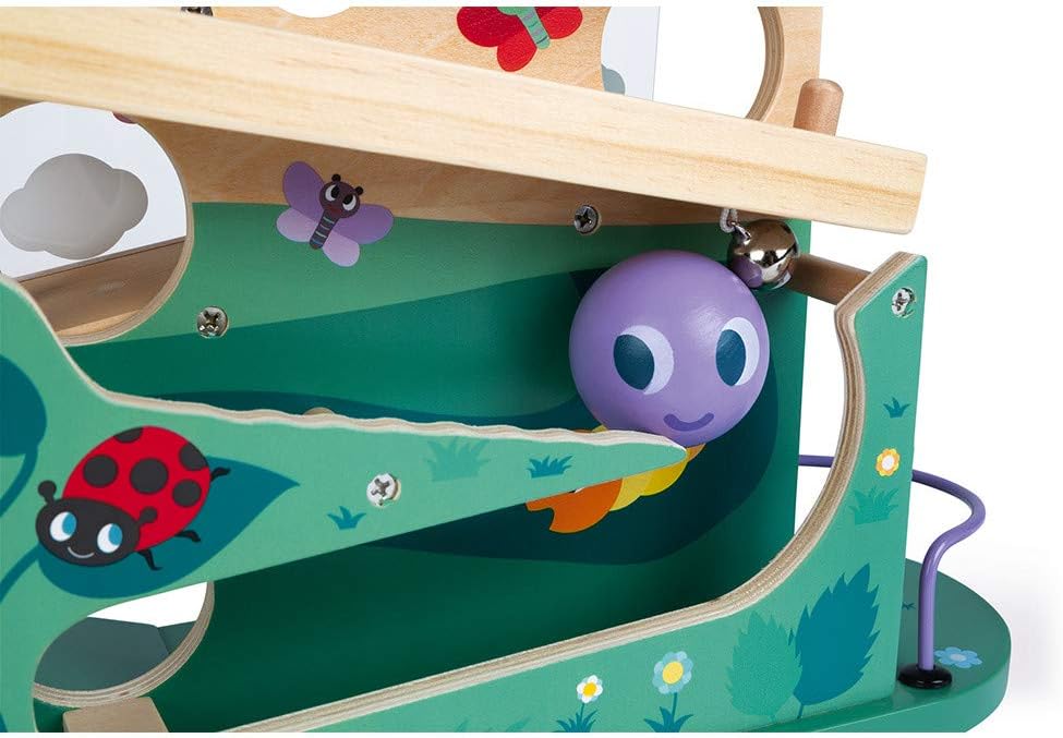 Janod - Wooden Caterpillar Ball Track - Toddler Manipulation and Dexterity Toy - For children from t