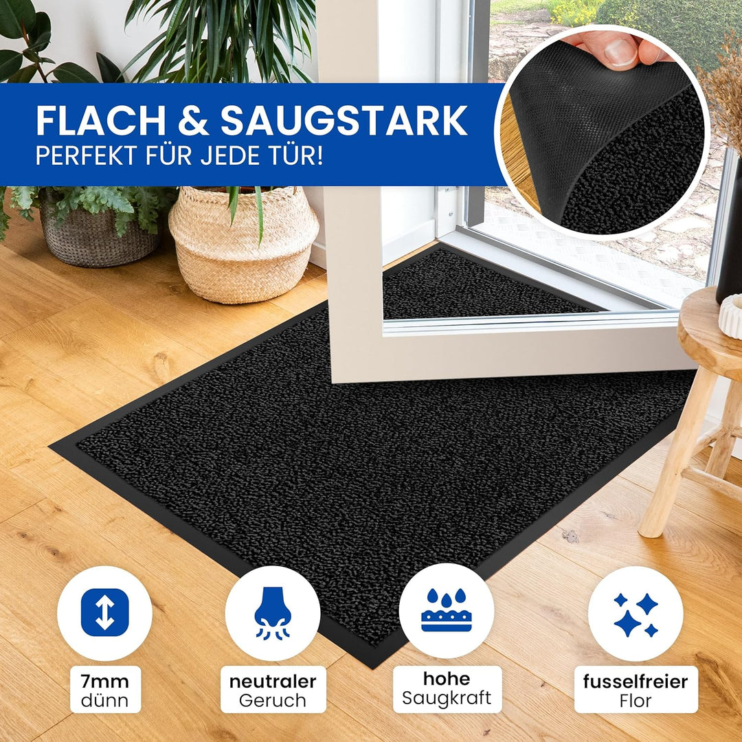 Hochwertige Fussmatte anthrazit-schwarz 90x150 gross für Innen & Aussen - Schmutzfangmatte rutschfes