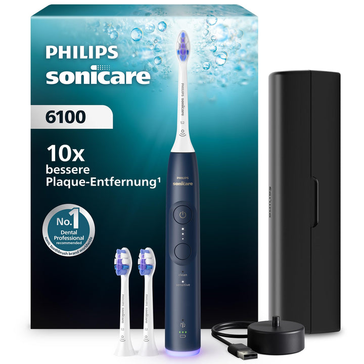 Philips Sonicare 6100 elektrische Zahnbürste, Schallzahnbürste mit 2 Putzmodi und 3 Intensitätsstufe