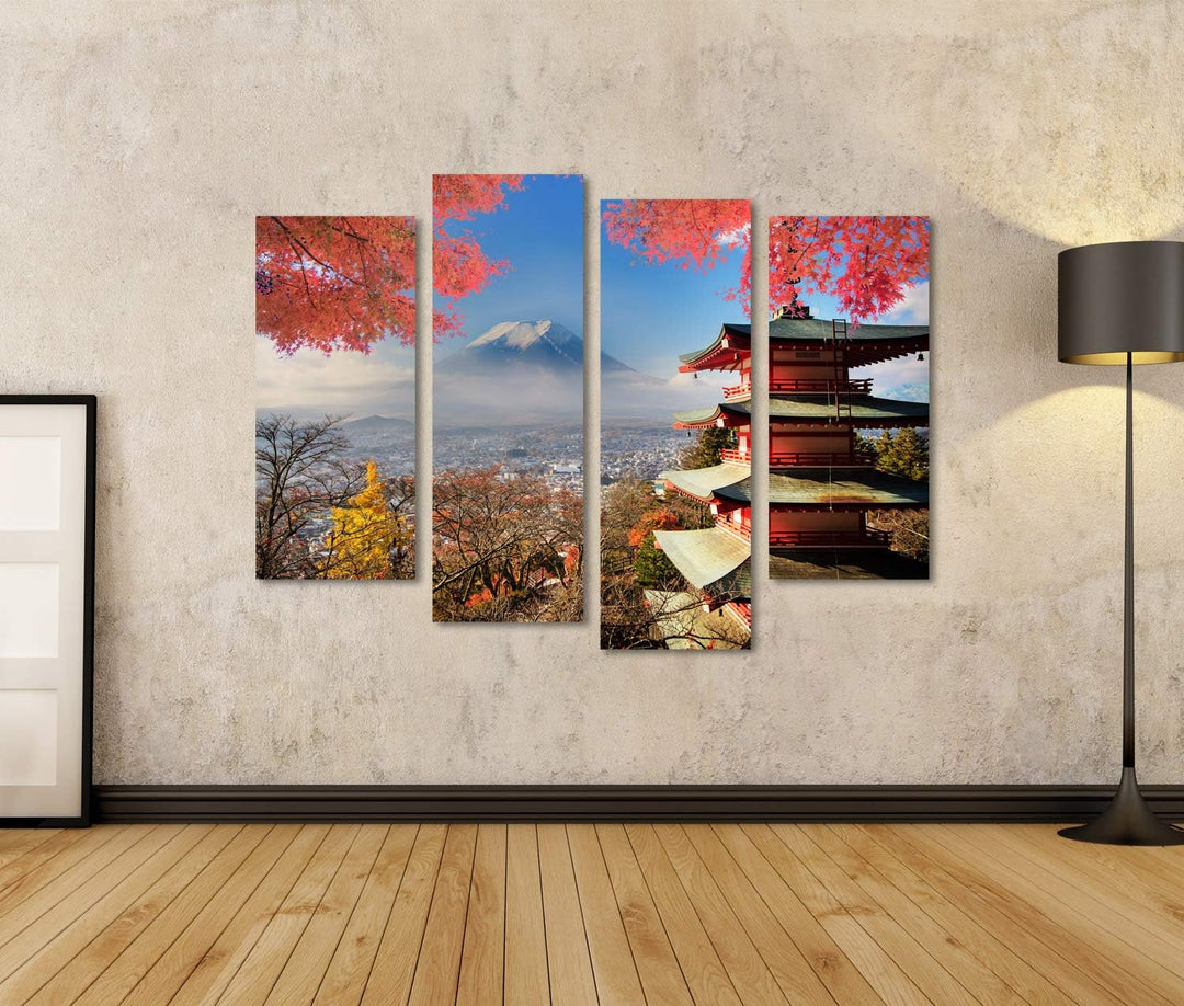 islandburner Bild auf Leinwand Mt Fuji Mit Farben Fallen In Japan Wandbild Poster Kunstdruck Bilder