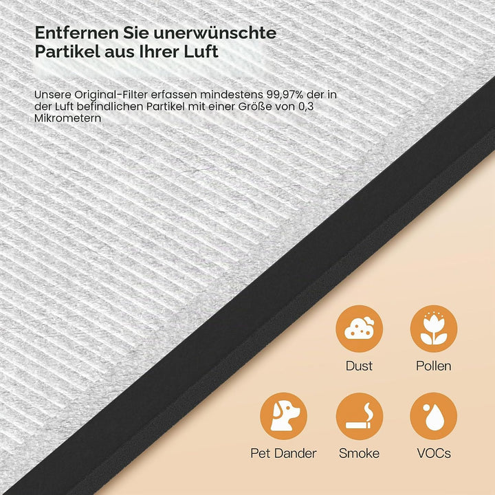 MORENTO HY4866 Original Luftreiniger Ersatzfilter, H13 Echter HEPA Filter wird verwendet, um Staub T