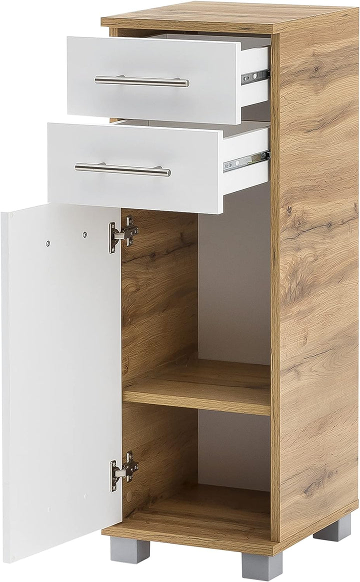 Schildmeyer Nitro Highboard 144227, Holzwerkstoff, Eiche Landhaus Dekor/weiss matt, 30,3x32,6x88,6 c