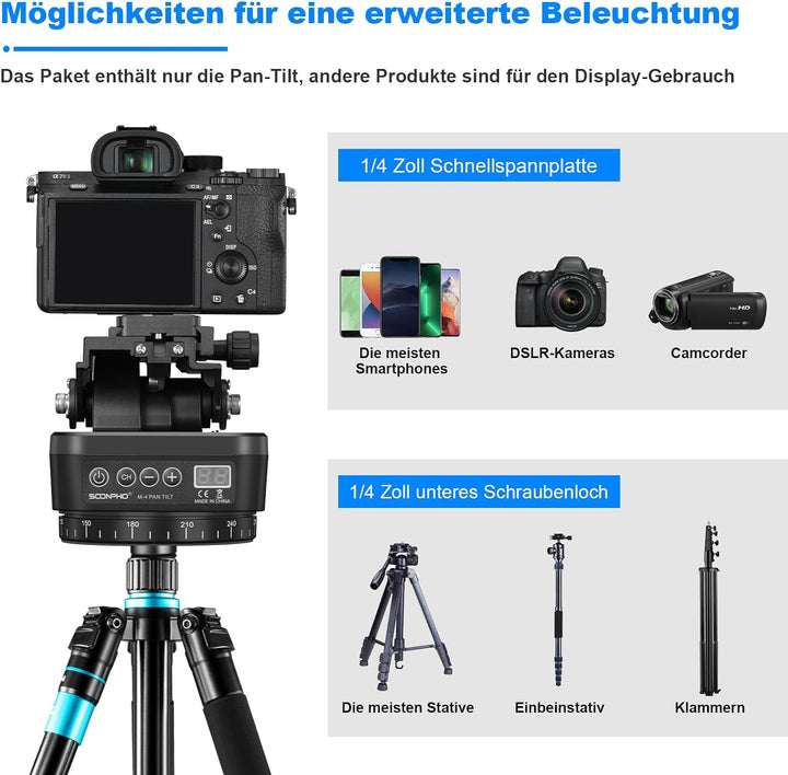 Soonpho M4 Panorama Stativkopf Motorisierter Kopf Kameras Remote Control Pan Tilt Motorized Head 360