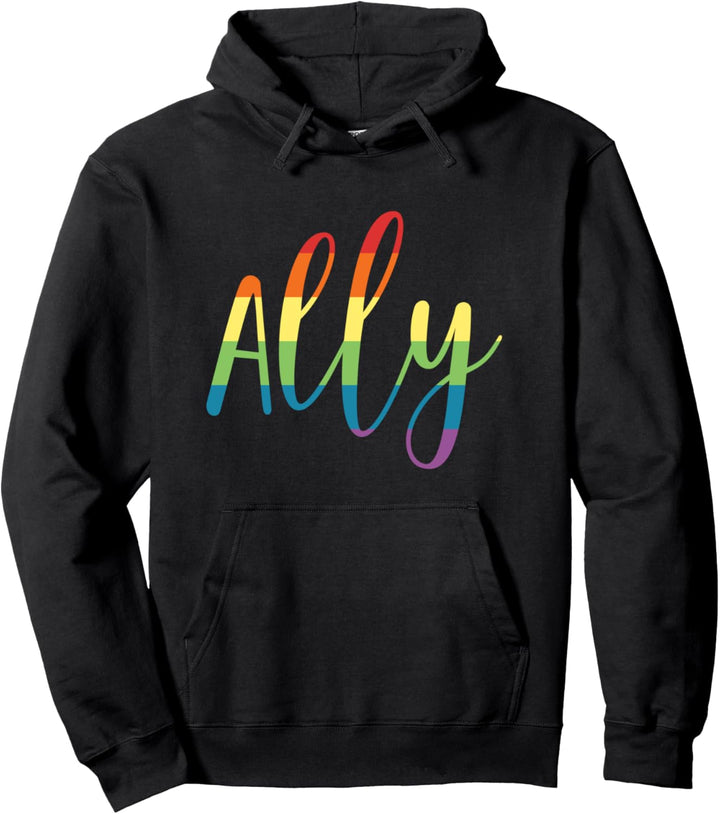Ally LGBTQ Flag Gay Lesbian Queer Pride Rainbow Pullover Hoodie