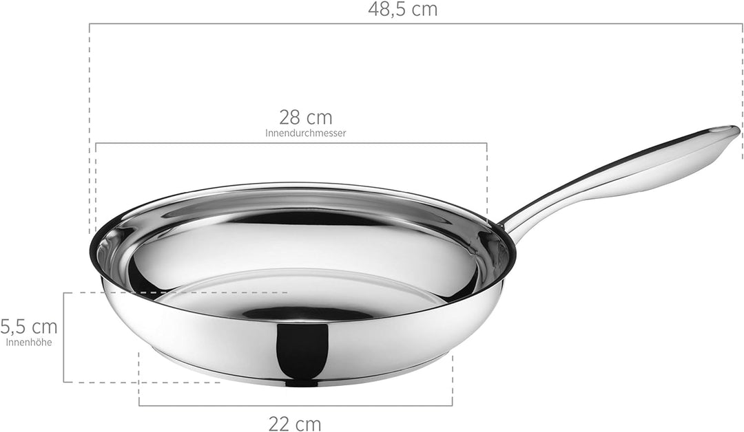 Mäser Serie Tavos Bratpfanne 28 cm, Induktionspfanne für alle Herdarten, unbeschichtet, spülmaschine