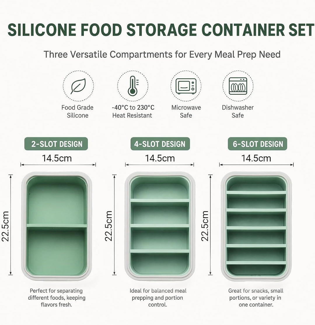 3 Stück Souper Cubes-Set Silikon Gefrierform mit Deckel, 2/4/6 Löcher Einfrieren Behälter, Meal Prep