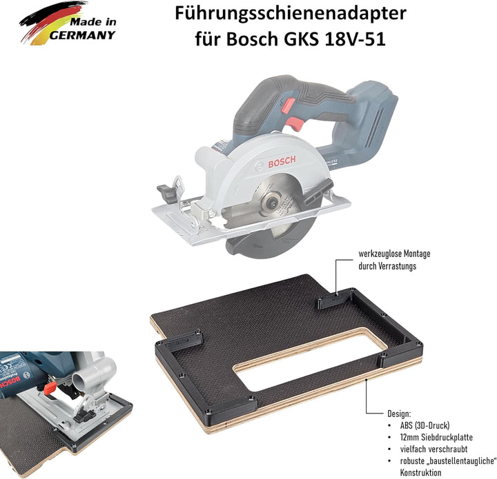 Führungsschienenadapter kompatibel mit Bosch GKS 18V-51 für FSN-Schiene und weitere Marken-Führungss