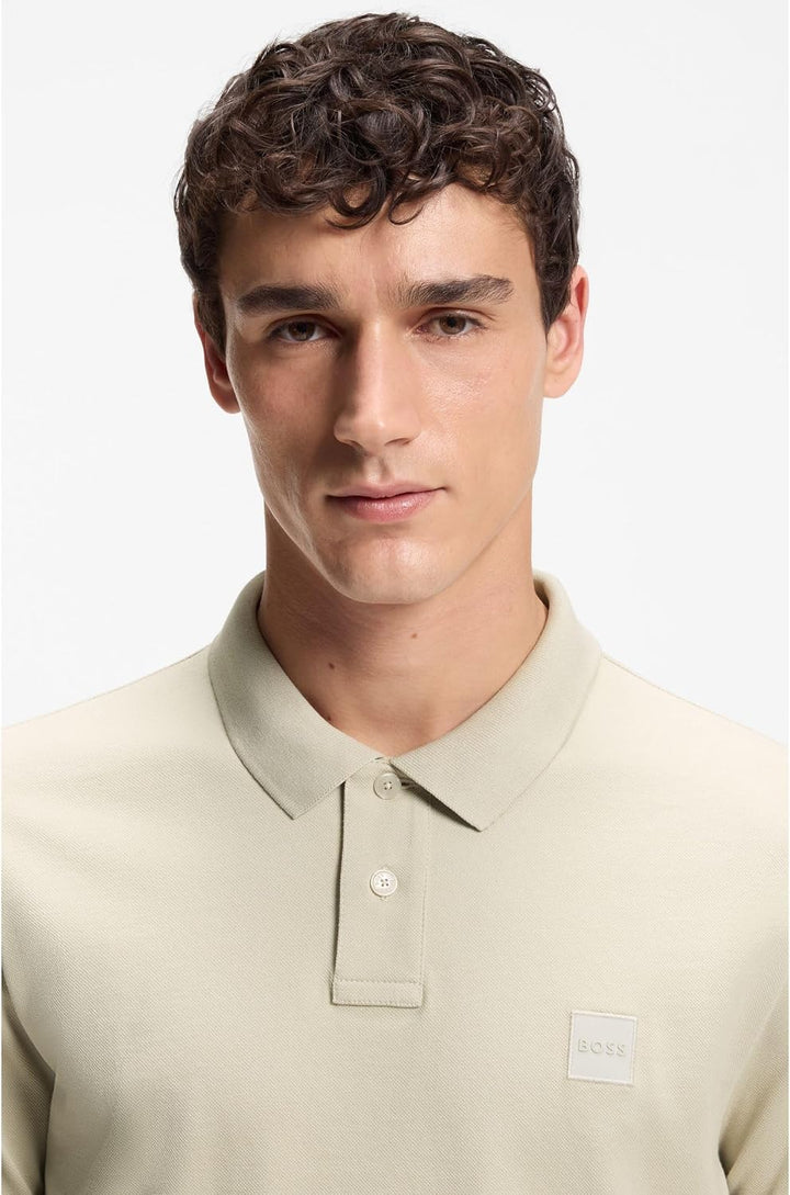 BOSS Herren Passenger Slim-Fit Poloshirt aus Stretch-Baumwolle mit Logo-Aufnäher M Light Beige271, M