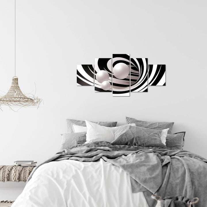 Runa Art Wandbilder Abstrakt 5 Teilig Bild auf Vlies Leinwand Deko Wohnzimmer Schlafzimmer Perlen Sc