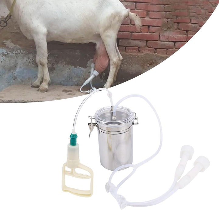 Hztyyier Ziegenmelkmaschine, 2L Milchmaschine Manueller Ziegenmelker Edelstahlflasche Tragbares Melk