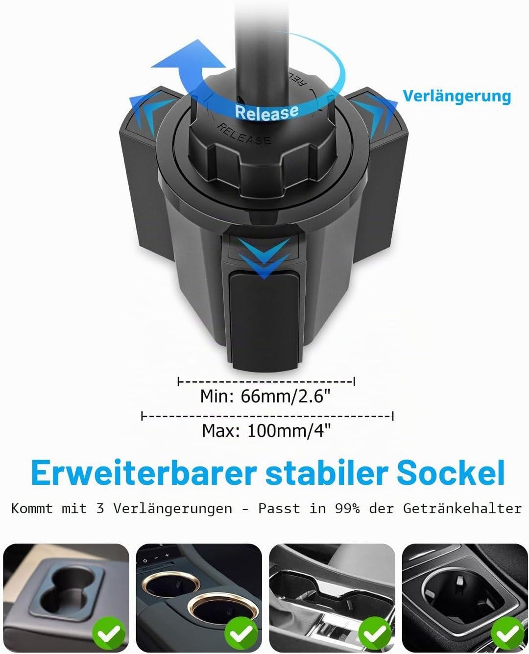 Flexibel Tablet Halterung Getränkehalter Auto [Aluminium Verstellbarer Magic Arm] KFZ LWK Wohnmobil