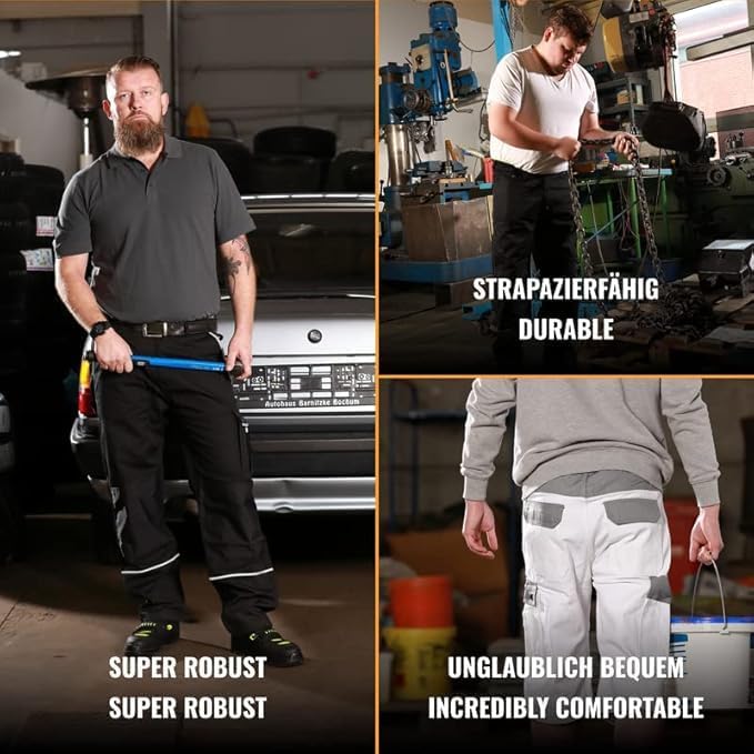 TMG® | Arbeitshose für Herren, Lange Arbeitshose mit Kniepolstertaschen, viel Stauraum, Männer Arbei