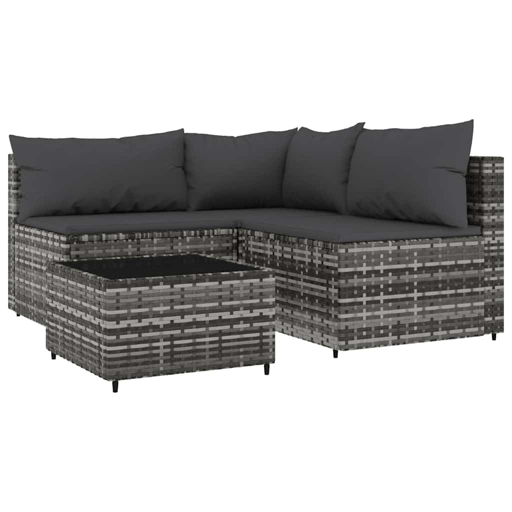 vidaXL Garten Lounge Set 4-TLG., Gartenmöbel Set mit Kissen, Sitzgruppe für Garten Terrasse, Modular