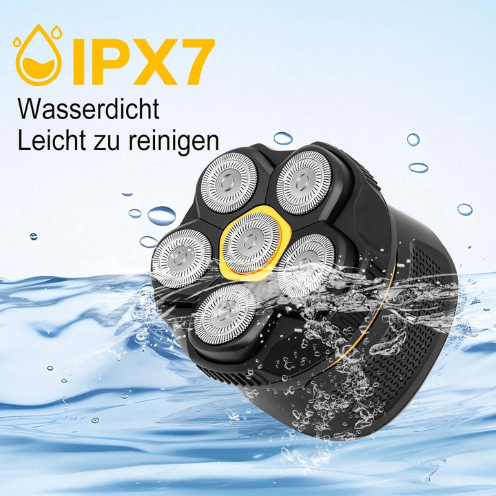 Glatzen Rasierer Herren, Wasserdichter Kopfrasierer mit Typ-C-Schnellladung, Magnetischem Reinigungs