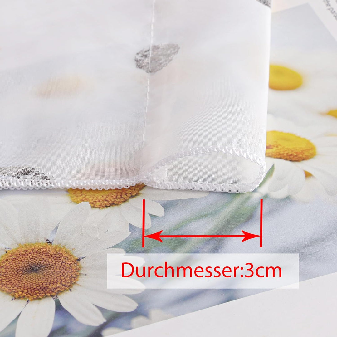 HeichkelL Voile Scheibengardine mit Silbernen Kreisen Bistrogardinen 2er Set Panneaux Doppelschicht
