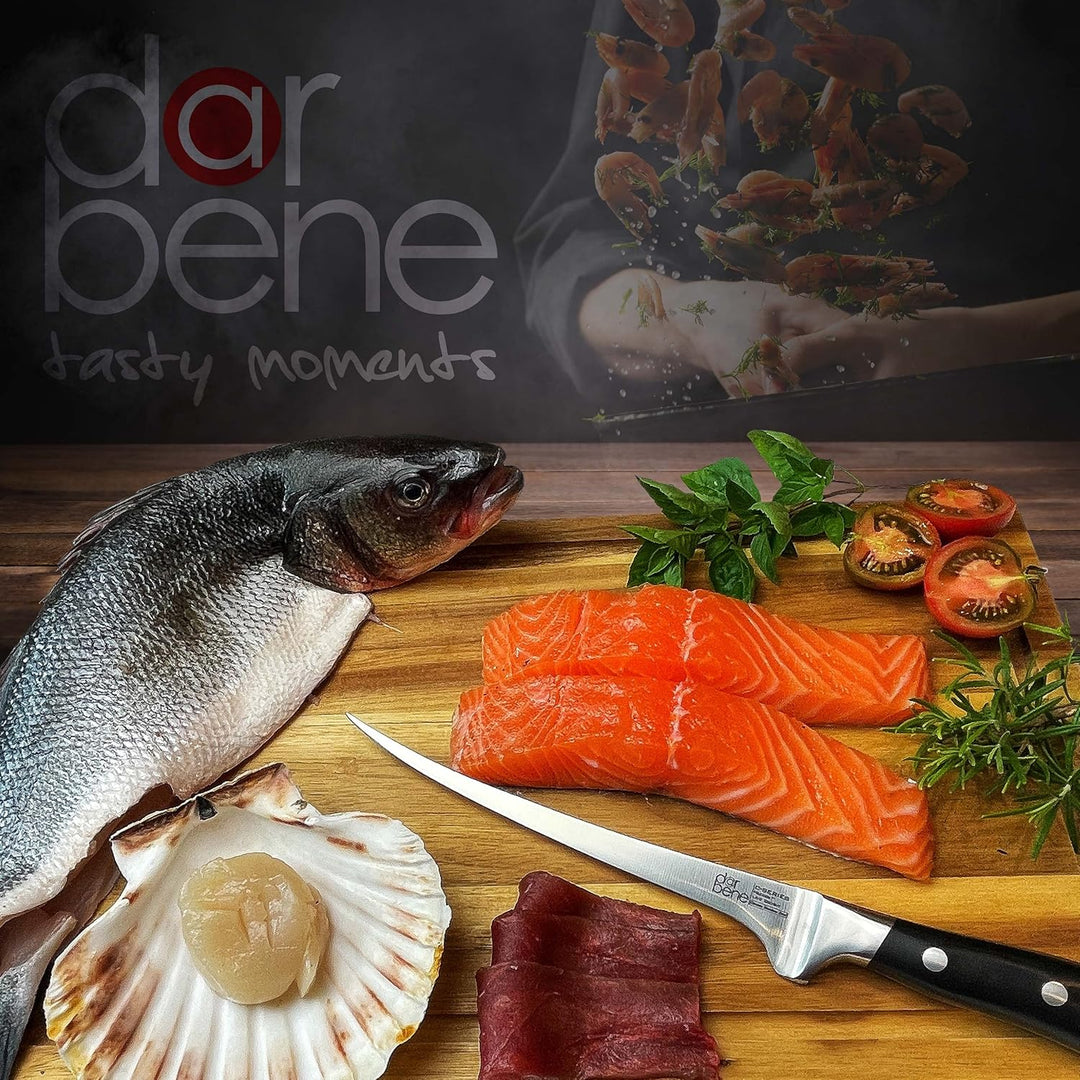 DarBene Filetiermesser C-Series 18cm Profi Küchenmesser aus deutschem Edelstahl, biegsam und flexibe