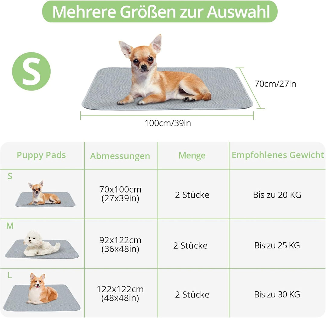 Waschbar Haustier-Urinunterlage, 2X 70*100CM Wiederverwendbare Welpenunterlagen Schnell Absorbierend
