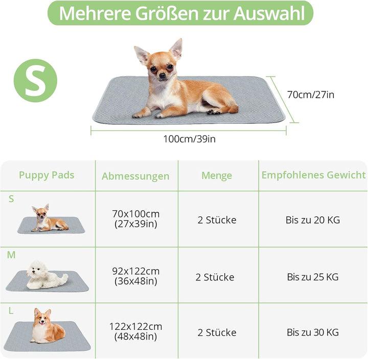 Waschbar Haustier-Urinunterlage, 2X 70*100CM Wiederverwendbare Welpenunterlagen Schnell Absorbierend