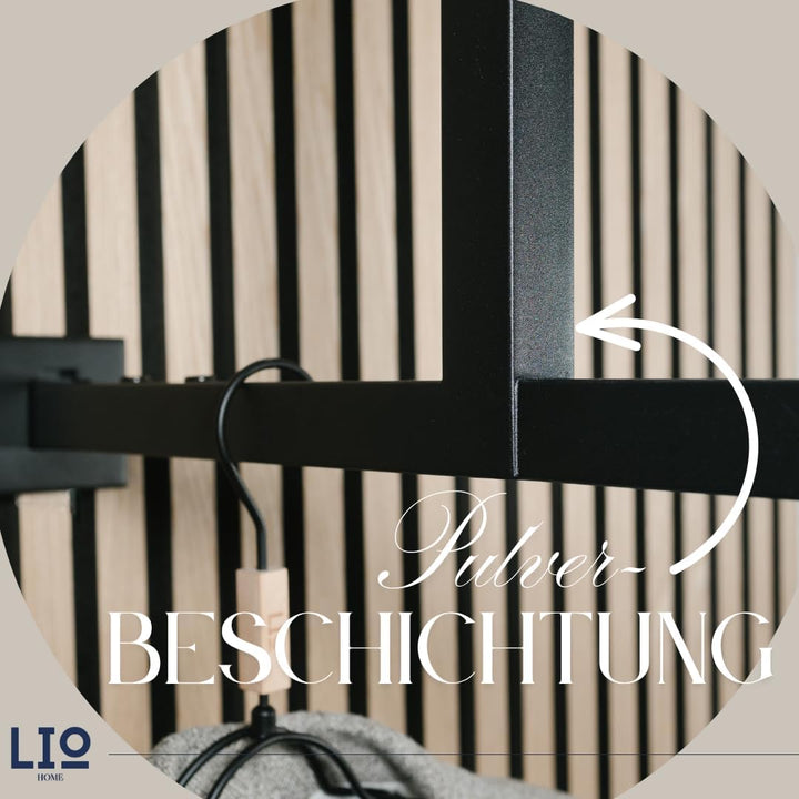 Kleiderstange Schwarz Metall | Moderne hängende Wand- & Deckengarderobe | (H: 60-90 cm, B: 50-65 cm)