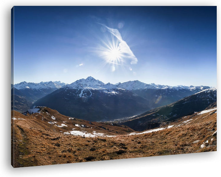 deyoli atemberaubender Ausblick im Gebirge Format: 80x60 als Leinwand, Motiv fertig gerahmt auf Echt