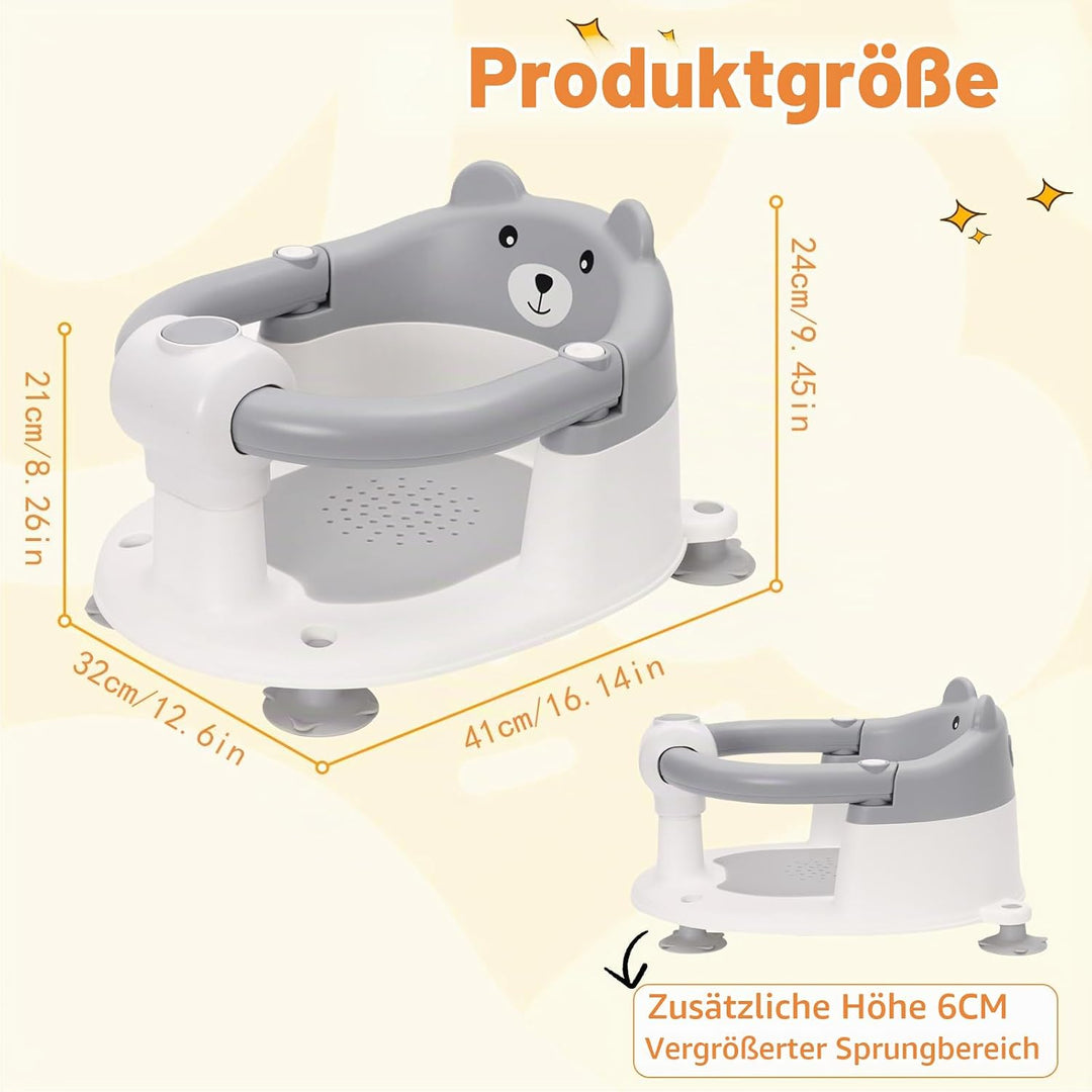 Badewannensitz Baby ab 6-24 Monate, Rutschfester Baby Badewannensessel mit 4 Starken Saugnäpfen und