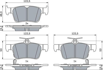 Bosch BP2420 Bremsbeläge - Hinterachse - ECE-R90 Zertifizierung - vier Bremsbeläge pro Set